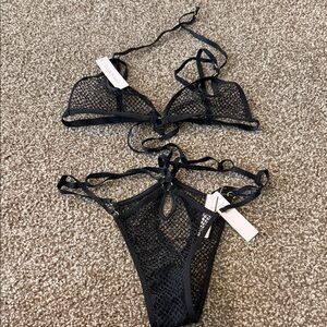 Black Mesh Lingerie Set